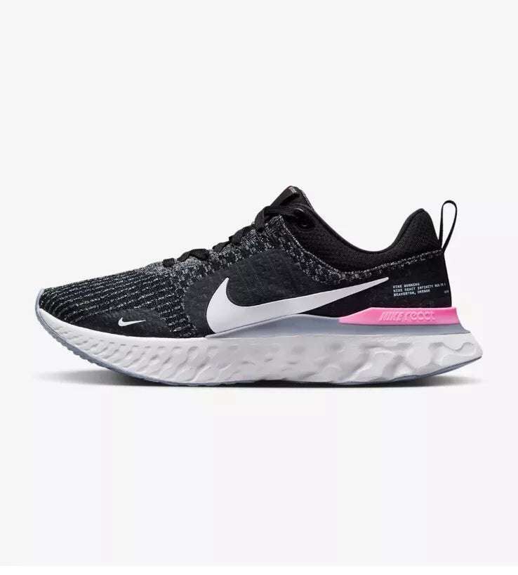 Nike React Infinity Run Flyknit 3 Black White Pink image 2