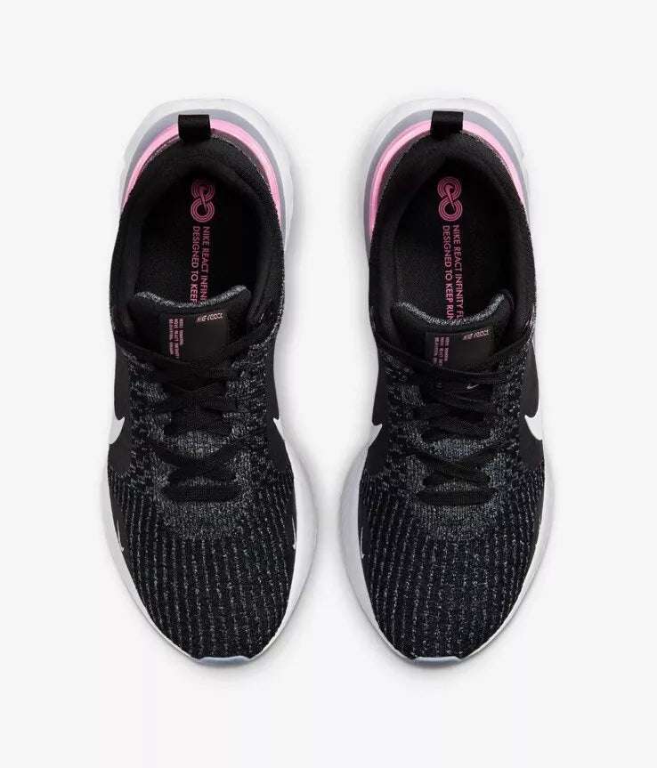 Nike React Infinity Run Flyknit 3 Black White Pink image 4