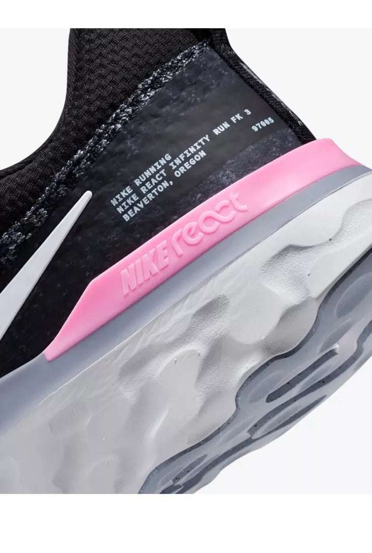 Nike React Infinity Run Flyknit 3 Black White Pink image 5